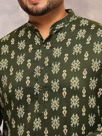 SOJANYA PLUS Ethnic Motifs Printed Mandarin Collar Straight Kurta