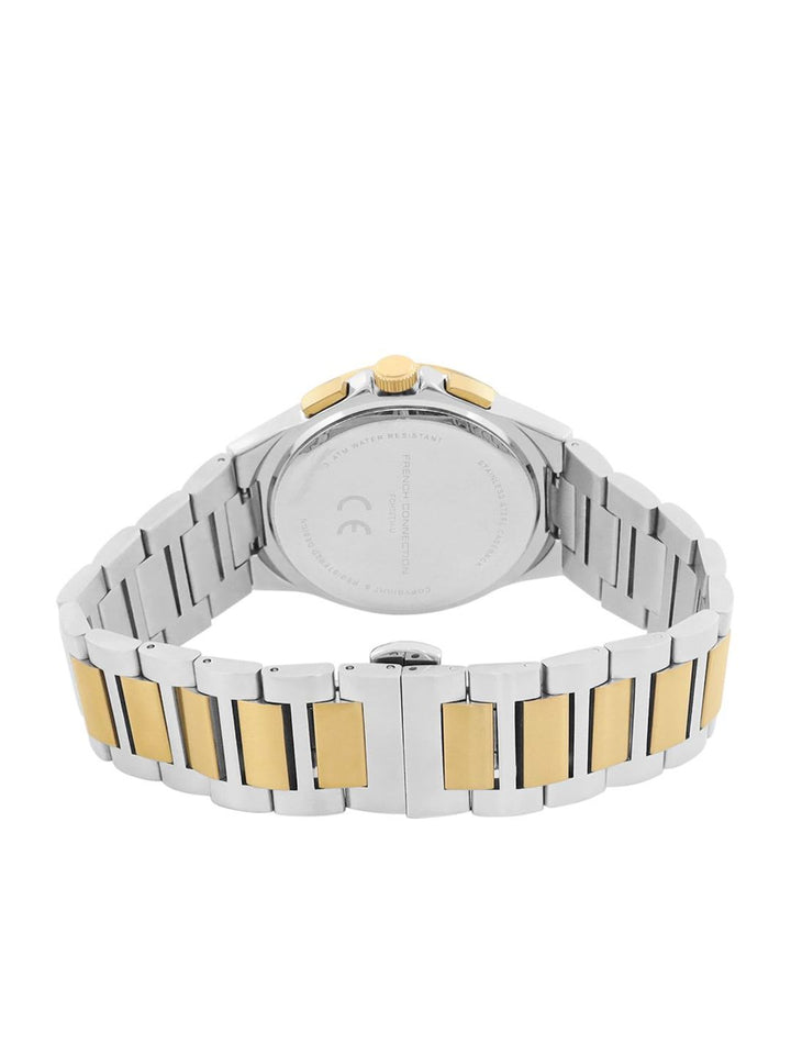 Sambungan Perancis Lelaki Dail Corak & Gelang Gelang Keluli Tahan Karat Tali Analog Watch FCH02TM-U