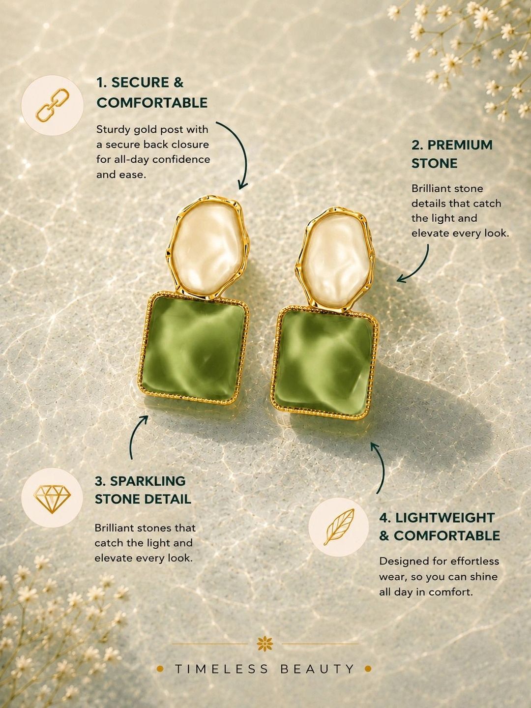 VOGUE PANASH Gold Plated Stone Studded Drop Earrings