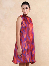 RAREISM Women Abstract Printed Round Neck A-Line Dress