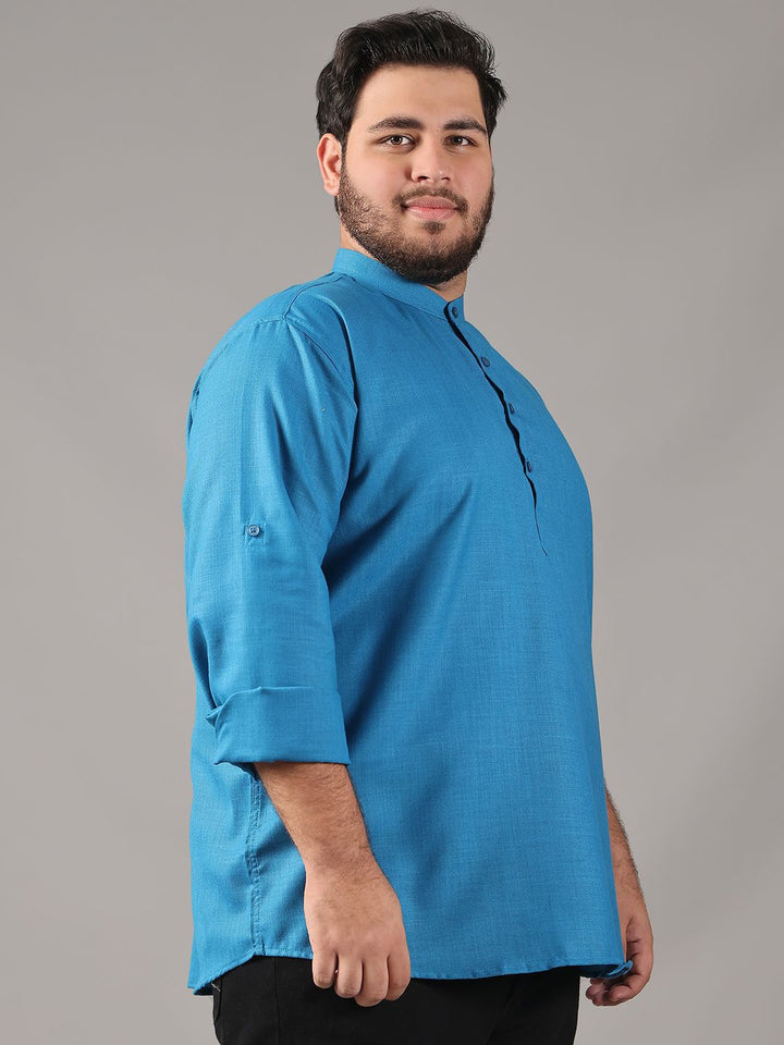 SOJANYA PLUS Size Band Collar Cotton Straight Kurta