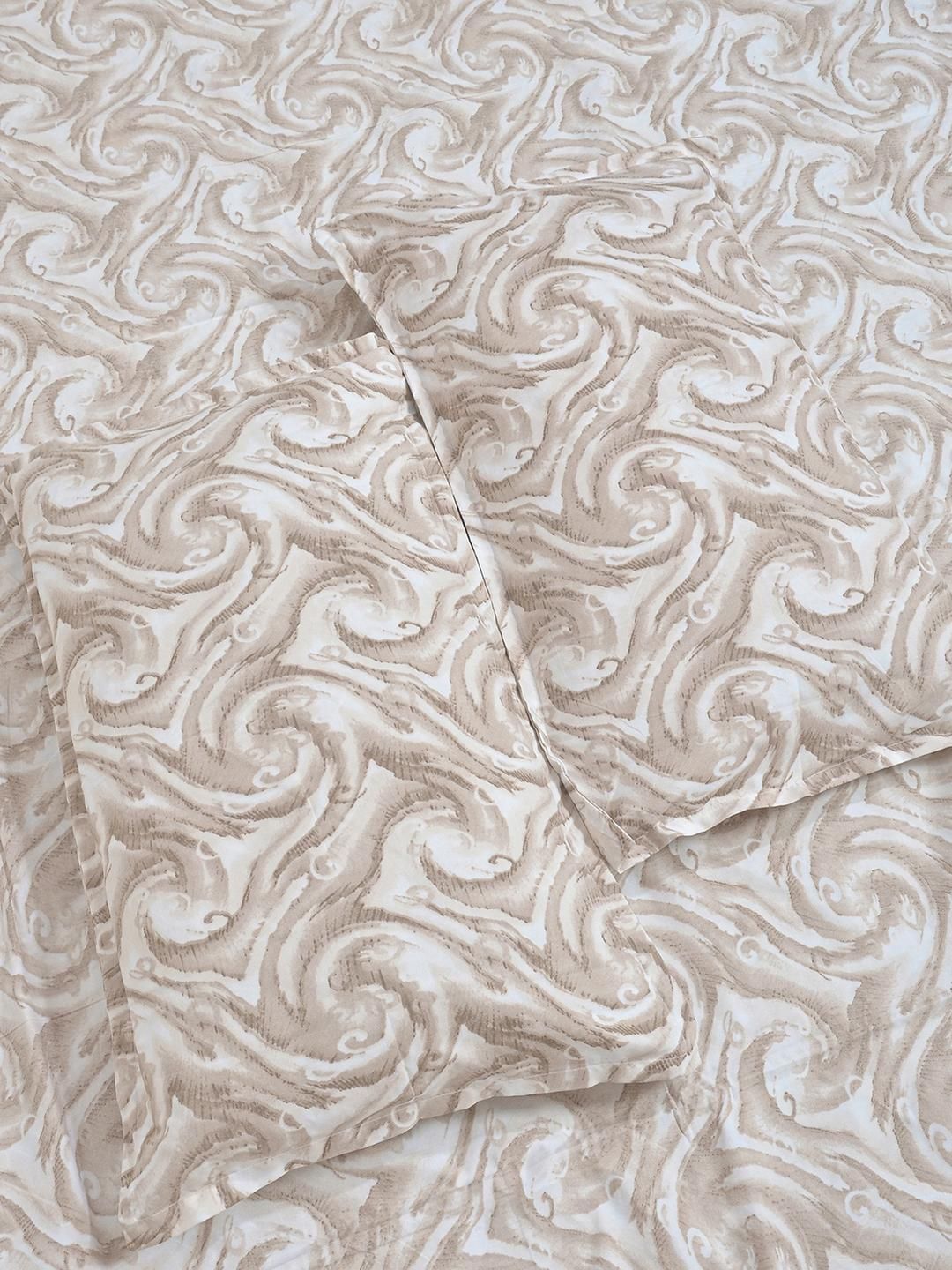 KLOTTHE Beige 300 TC King Bedsheet with 2 Pillow Covers