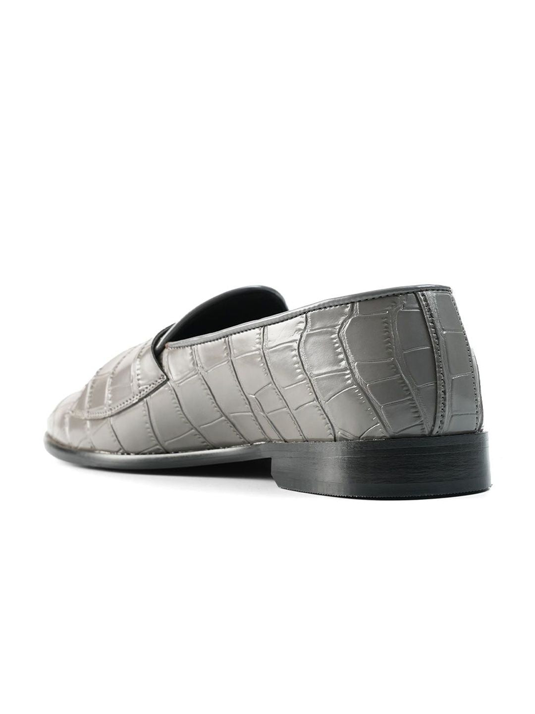 MONKSTORY Eclecta Croco Side Hook Slip Ons - Grey
