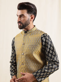 Anouk Men Floral Printed Kurta with Pyjamas & Nehru Jacket