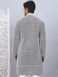 Jompers Chikankari Embroidered Mandrian Collar Cotton Straight Kurta