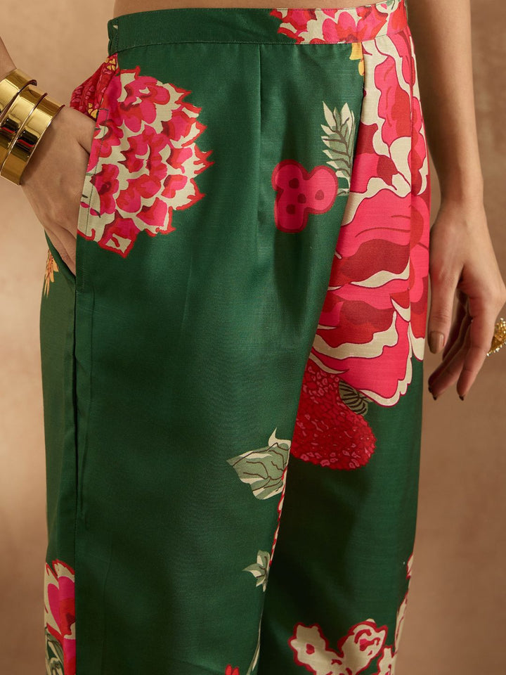 Indo Era Women Floral Printed Regular Kurta with Trousers