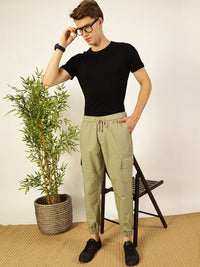 Thomas Scott Men Smart Slim Fit solid cotton Cargos Trousers