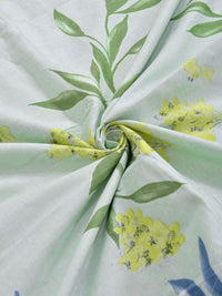 Aura Green & Blue Floral Printed 300 TC Double King Bedsheet Set-2.50 m X 2.25 m