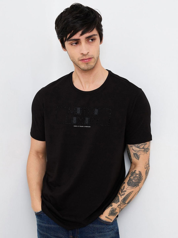 SPYKAR Men Graphic Printed Round Neck Cotton Slim Fit T-shirt