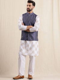Anouk Men Printed Mandarin Collar Kurta Sets With Nehru jacket