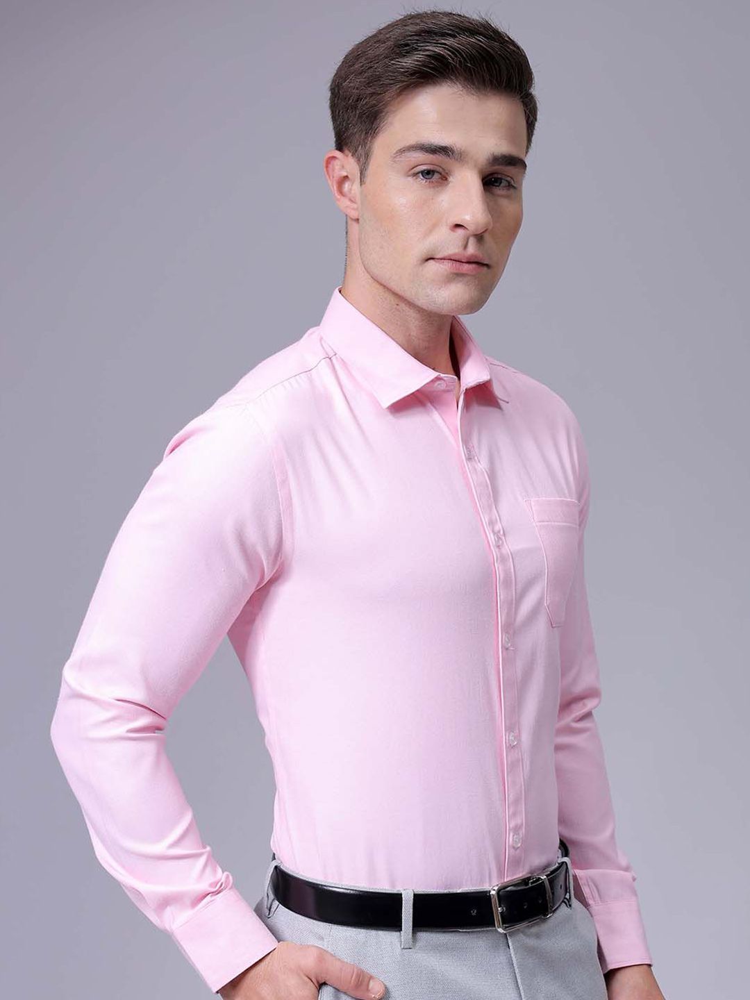 The Indian Garage Co. X Luxe Men Slim Fit Cutaway Collar Solid Formal Shirt