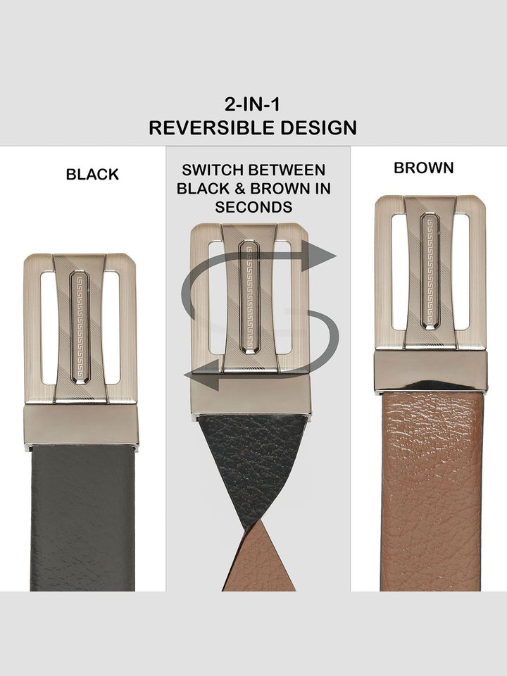 Teakwood Leathers Men Textured Leather Reversible Belt