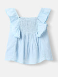Nauti Nati Girls Cotton Swiss Dot Fabric Flutter Sleeves Shirring Dress