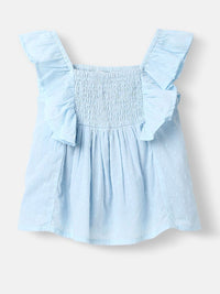 Nauti Nati Girls Cotton Swiss Dot Fabric Flutter Sleeves Shirring Dress