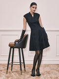 AND Self Design V-Neck Extended Sleeves Fit & Flare Above Knee Dress