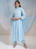 Vishudh Ethnic Motifs Printed Regular Pure Cotton Anarkali Kurta with Trousers & Dupatta