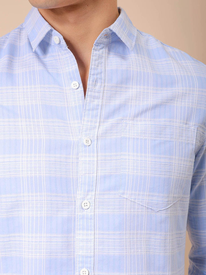 The Indian Garage Co Men Spread Collar Tartan Checked Cotton Slim Fit Casual Shirt