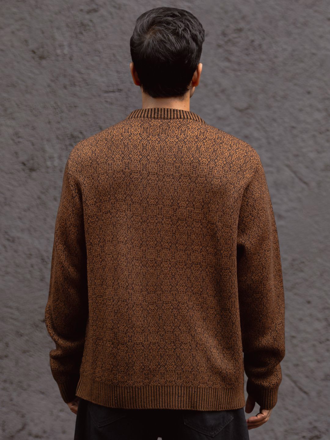 Powerlook Men Speckled Self-Design Acrylic Pullover Sweater