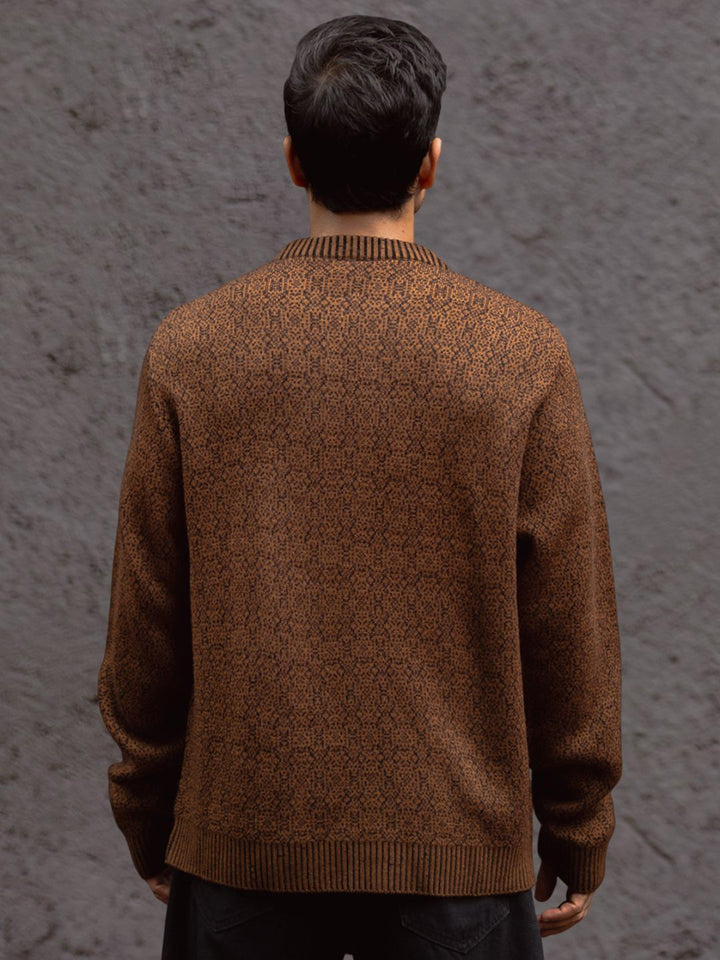 Powerlook Men Speckled Self-Design Acrylic Pullover Sweater