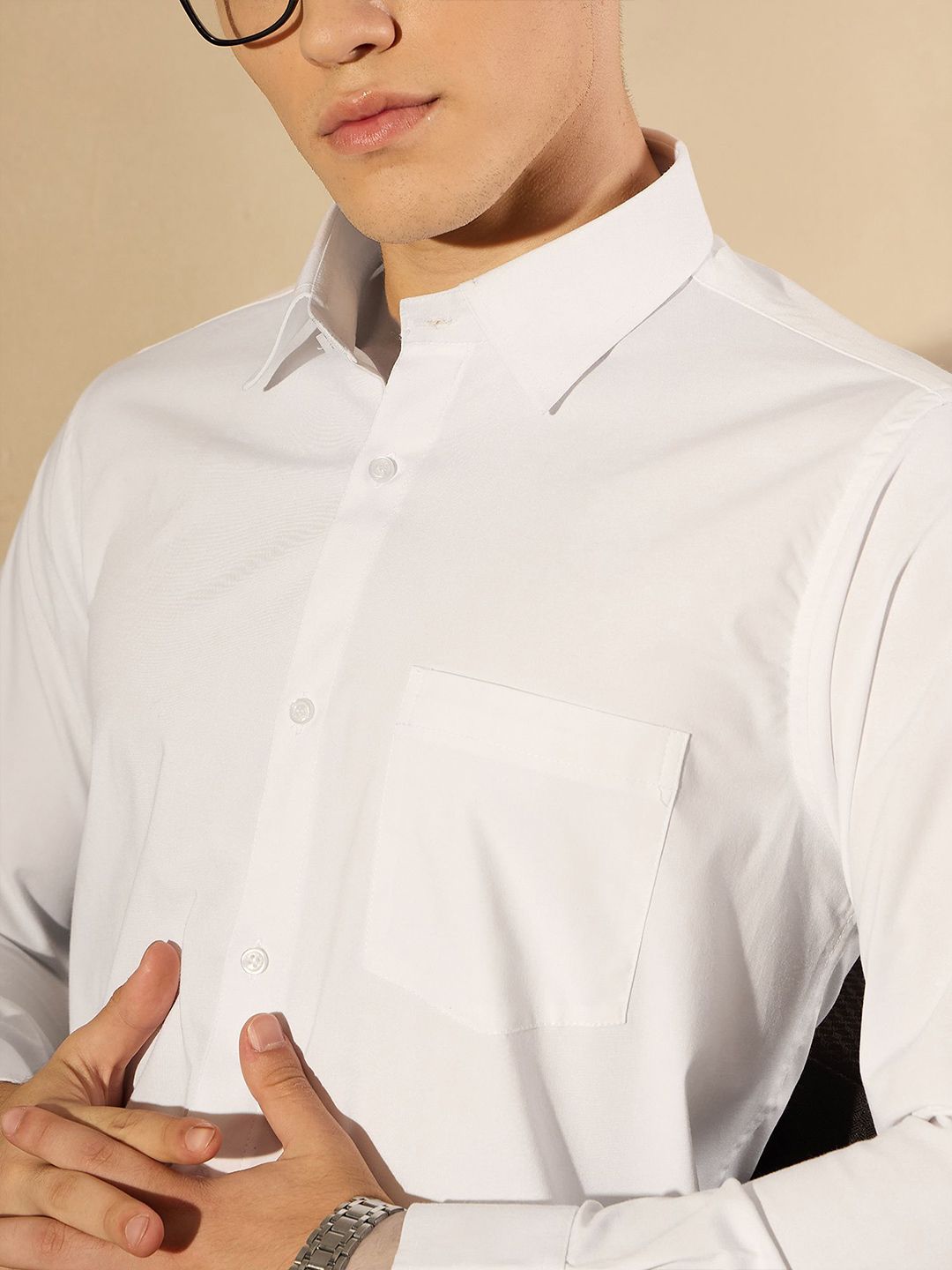 DENNISON Men Smart Spread Collar Solid Cotton Formal Shirt
