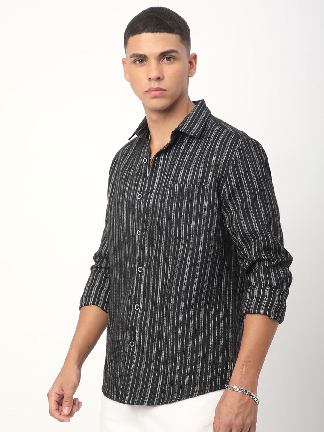 VASTRADO Men Classic Slim Fit Opaque Striped Casual Shirt