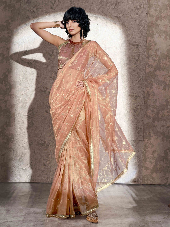 Tikhi Imli Ethnic Motifs Sequinned Net Saree