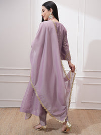 Vishudh Women Ethnic Motifs Embroidered Regular Kurta with Trousers & With Dupatta