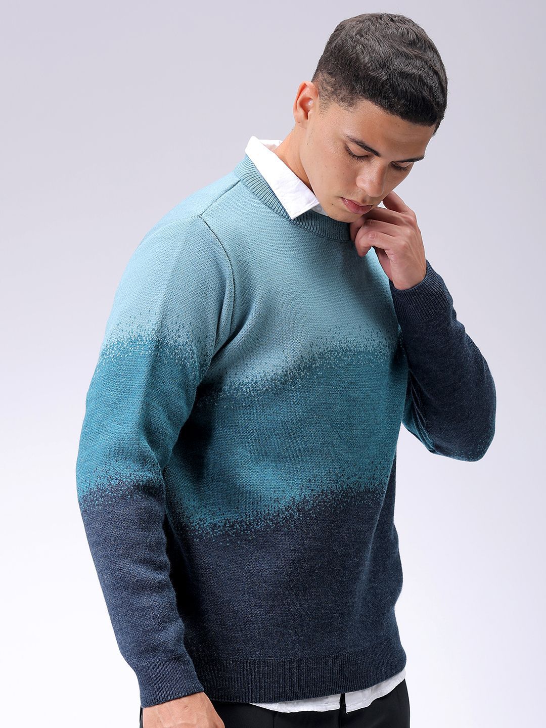 The Indian Garage Co Men Long Sleeves Colourblocked Pullover