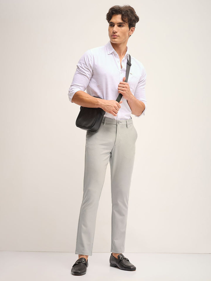 THE BEAR HOUSE Men Mid-Rise Slim Fit Formal Trousers