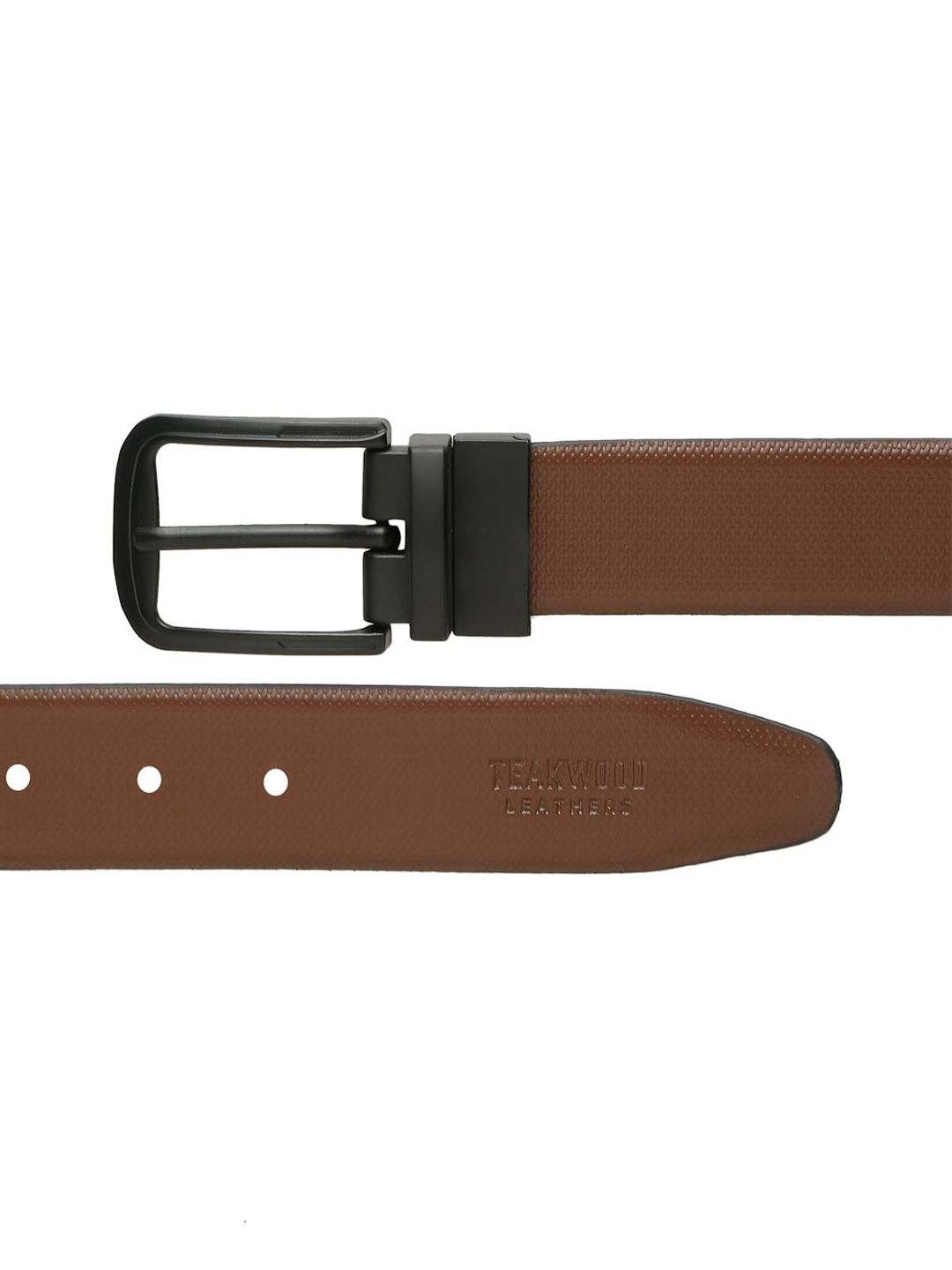 Teakwood Leathers Men Textured Leather Reversible Formal Belt