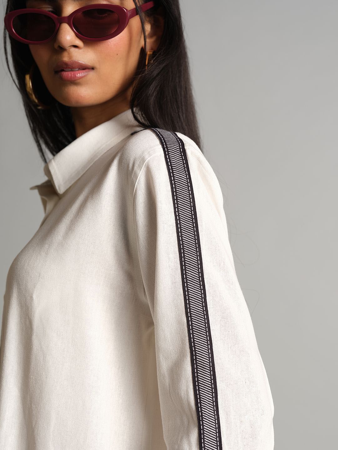 AND Side Stripes-Detail Three-Quarter Sleeves Shirt & Trouser