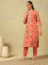 Mamicha Women Ethnic Motifs Printed Regular Pure Cotton Kurta with Trousers & With Dupatta