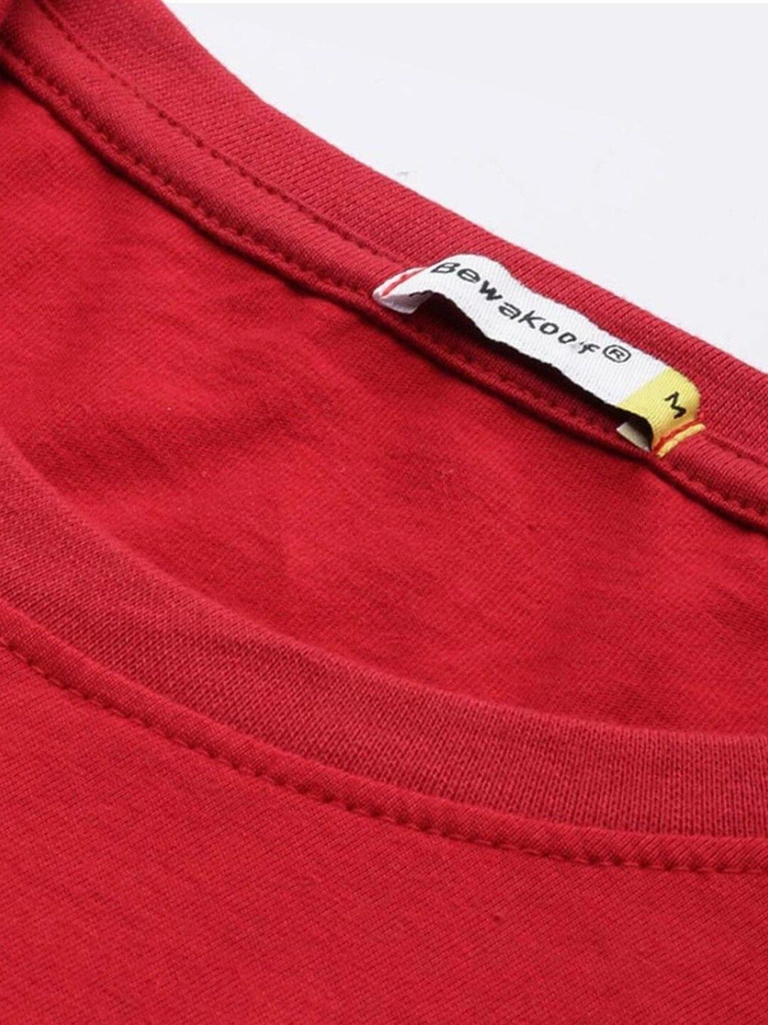 Bewakoof Men Red Typography Printed Pure Cotton T-shirt