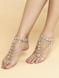 KARATCART Gold-Plated Kundan Studded Anklet