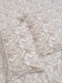KLOTTHE Beige Abstract 300 TC Fitted Double King Bedsheet With 2 Pillow Covers