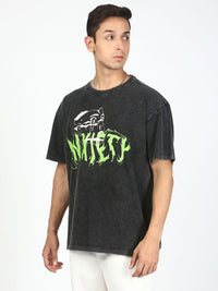 Bene Kleed Men Printed Drop-Shoulder Sleeves Acid Wash T-shirt