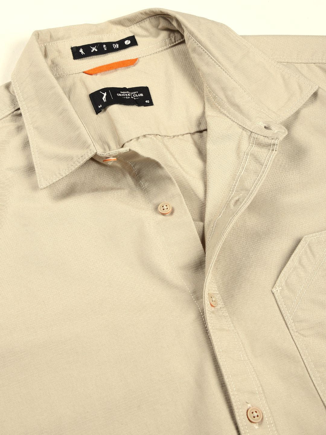 Thomas Scott Men Premium Cutaway Collar Solid Pure Cotton Slim Fit Casual Shirt