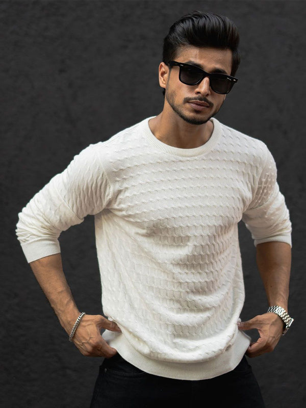 Powerlook Men Self Design Round Neck Cotton T-shirt