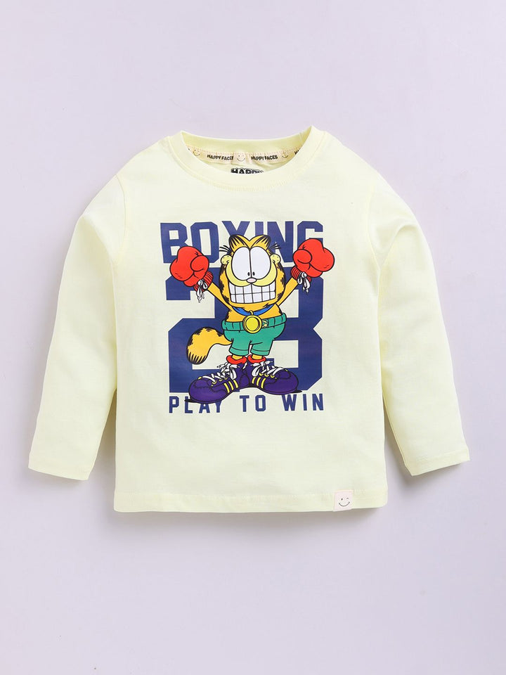 Happy Faces Boys Garfield Printed Pure Cotton T-shirt