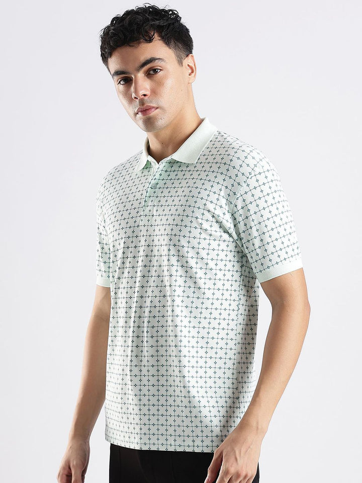 Baju-T Kapas Kolar Polo Bercetak Bunga ADRO
