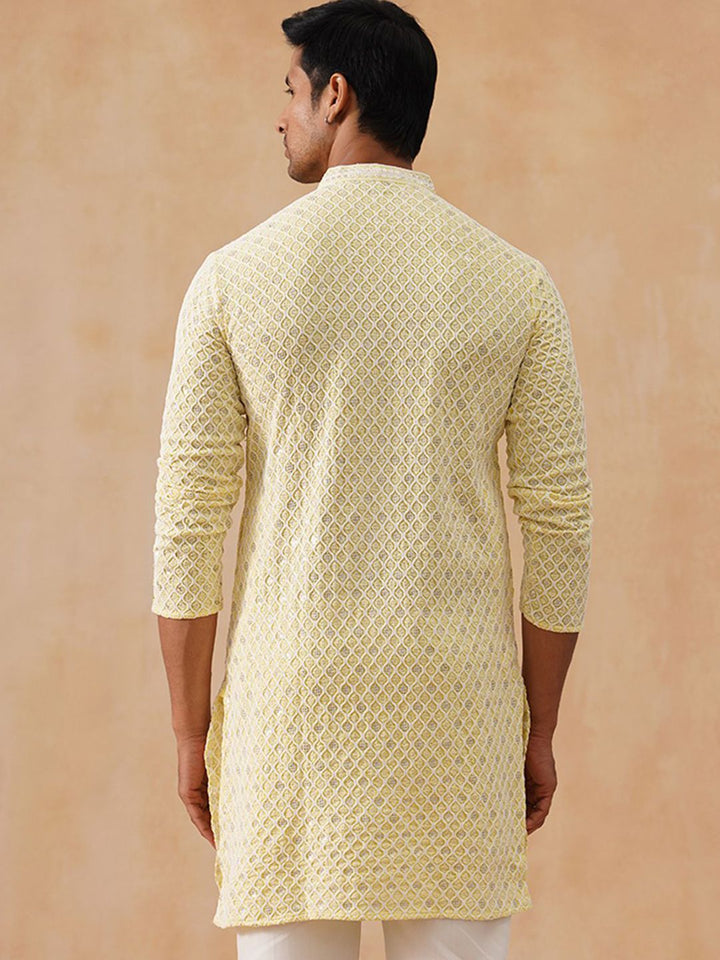 Jompers Men Geometric Printed Festive Pure Cotton Straight Kurta