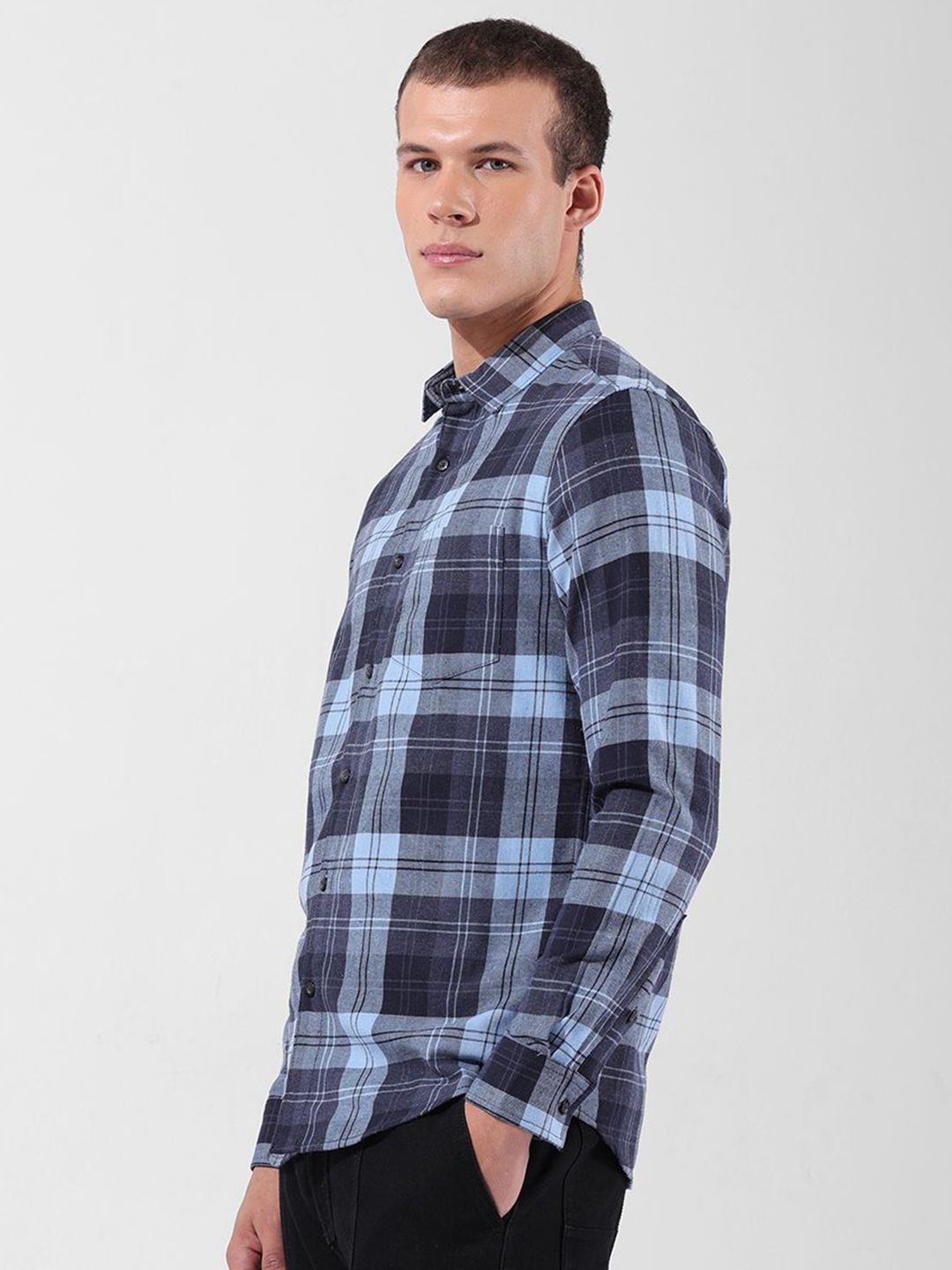 The Indian Garage Co Checked Cotton Slim Fit Casual Shirt