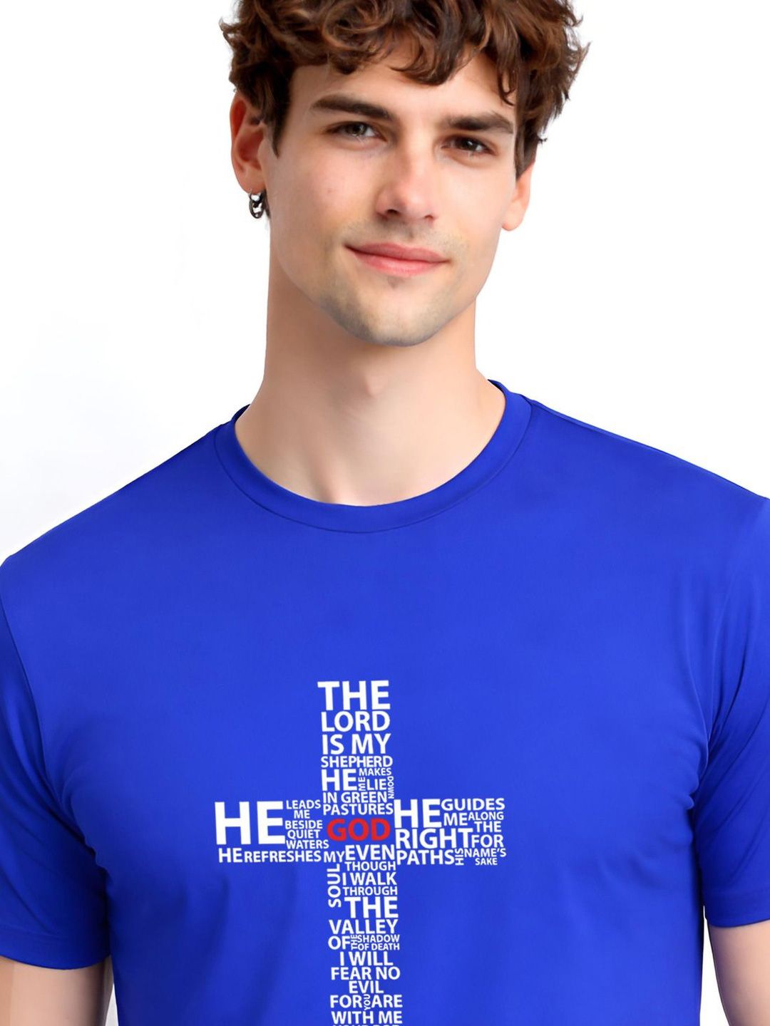 ADRO Cross Typography Printed Round Neck Lengan Pendek Cotton T-shirt