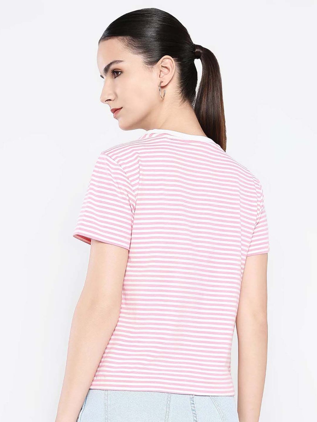 Rareism Wanita Grafik T-Shirt Leher Pusingan Dicetak