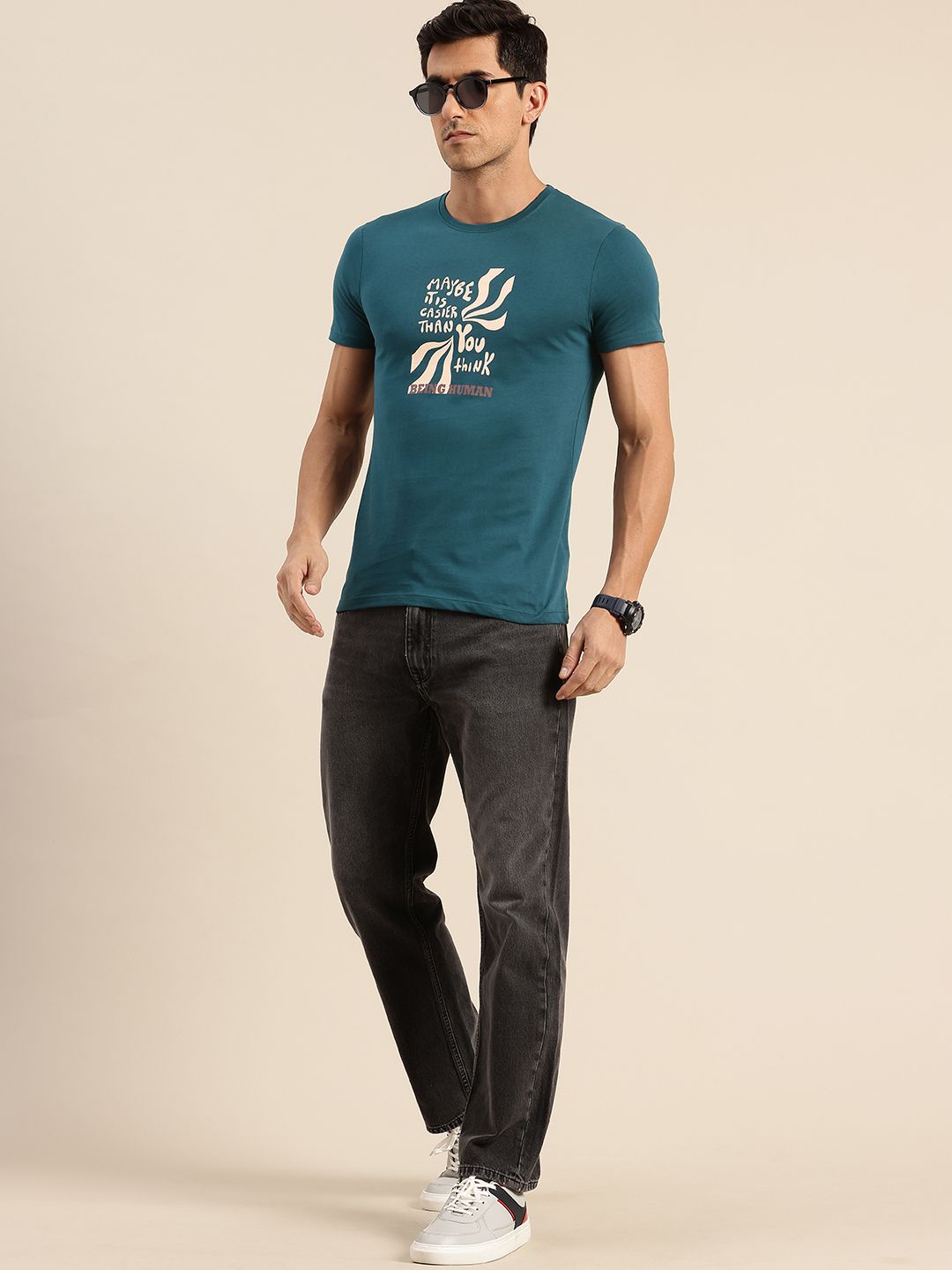 Being Human Typography Printed Pure Cotton T-shirt