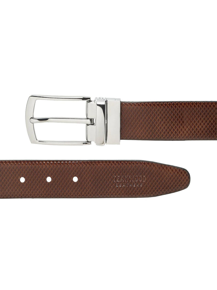 Teakwood Leathers Men Textured Leather Reversible Formal Belt