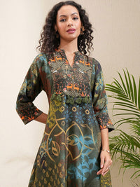 Vishudh Women Floral Printed Mandarin Collar A Line Kurta