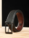 Teakwood Leathers Men Textured Leather Reversible Formal Belt