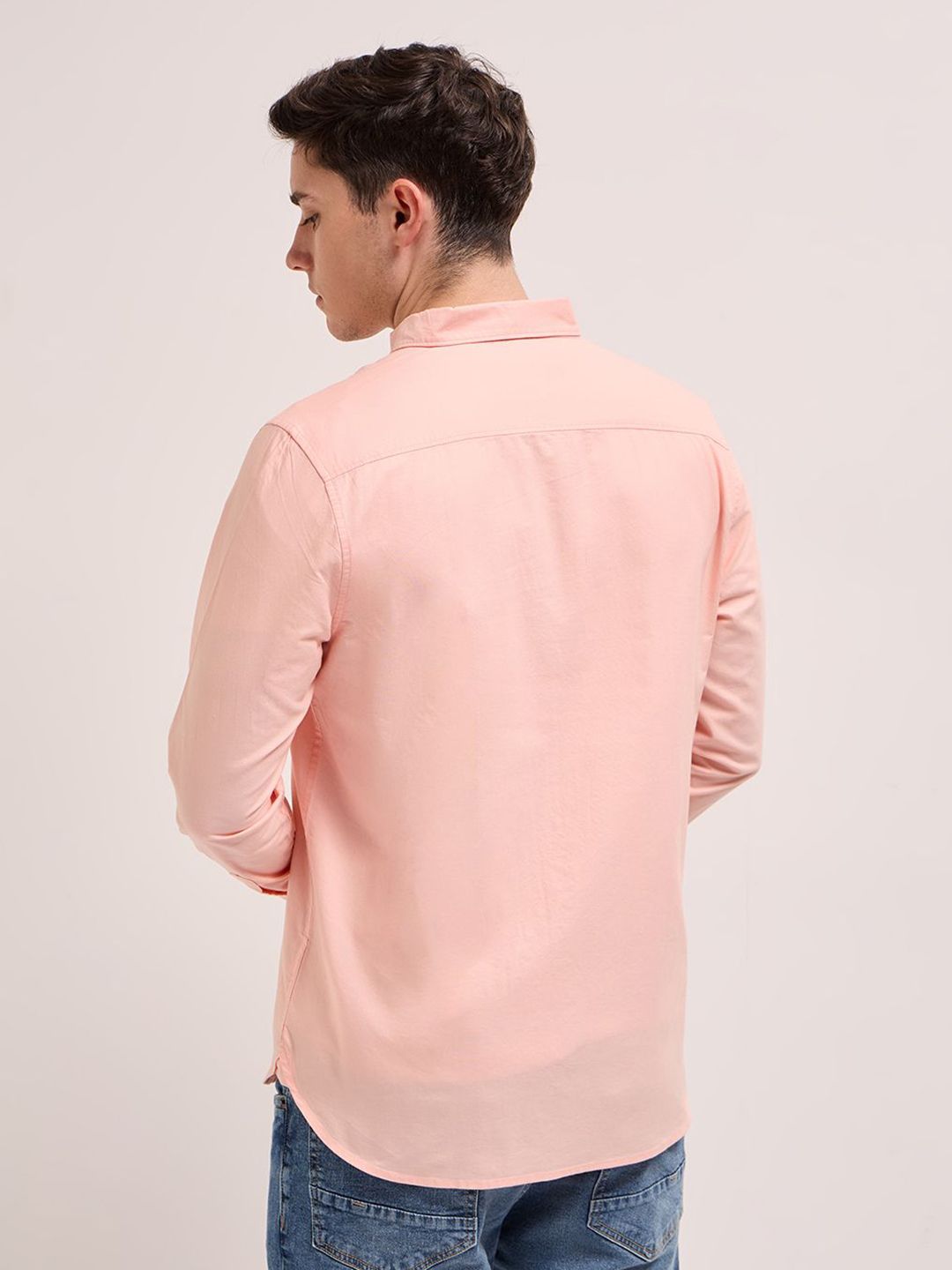 THE BEAR HOUSE Men Button-Down Collar Pure Cotton Slim Fit Casual Shirt