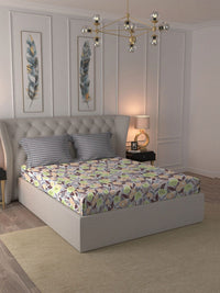 MYTRIDENT Jasmine Brown Moments Flat 120TC Queen Cotton 1 Bedsheet with 2 Pillow Covers